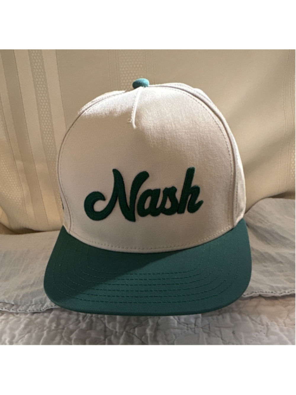 Nash Snapback Baseball Cap Hat White Green Adjustable Unisex Adults One Size